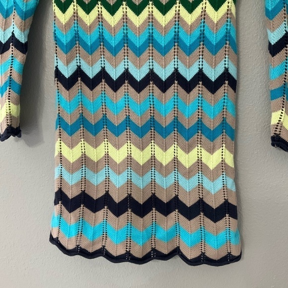 Hanna Andersson Blue Yellow Chevron Knit Long Sleeve Dress 120 (us size 6-7) - Picture 3 of 8